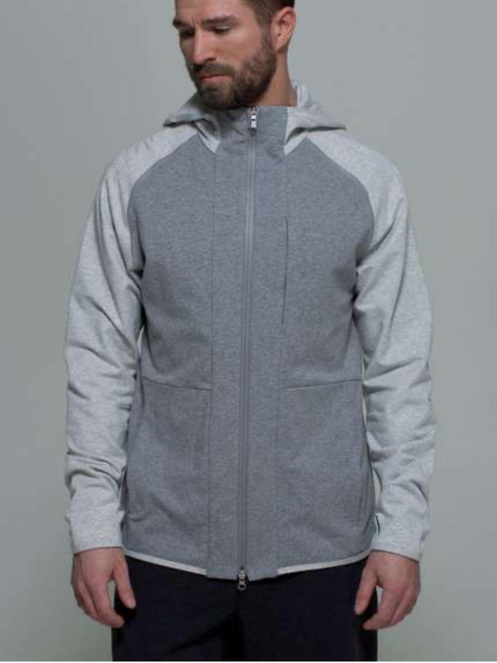 Lululemon Men’s Post Workout Hoodie, Two-Tone Gray Full-Zip Hoodie, Size M